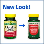 Spring Valley Potassium Dietary Supplement Caplets for Heart Health, 99 mg, 100 Count