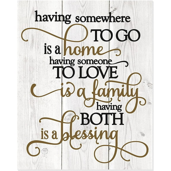 Having Somewhere To Go Is A Home Someone To Love Is Family Both Is A Blessing Wall Sign 12x15