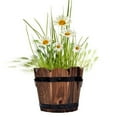 thumbnail image 3 of POINTERTECK Rustic Wooden Whiskey Barrels Bucket with Handle Flower Planter Plant Pots Boxes Container Water Wishing Well Pail Patio Garden Backyard Primitive Planter Outdoor Indoor Home, 3 of 8