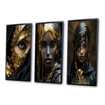 thumbnail image 3 of Designart "Vintage Gold Glamour Gorgeous Boho Chic Woman I" Boho Woman Framed Wall Art Set Of 3 - Black Woman Boho Frame Gallery Wall Set For Home Decor, 3 of 6