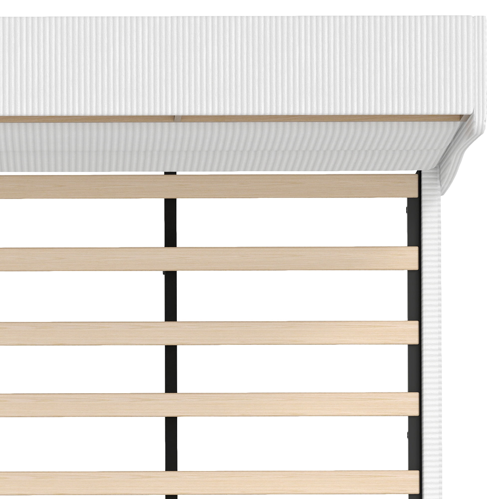 Uforic Upholstered Bed Frame with Tall Headboard & LED Lights, King Size, White