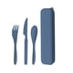 thumbnail image 2 of Set de utensilios de viaje para paja de trigo - Cuchillo y cuchara con tenedor de 4 piezas y estuche • Cubertería portátil para acampada, picnic, oficina • Plástico sin BPA • Naranja, azul, verde, 2 of 6