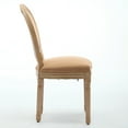 thumbnail image 5 of French Style Dining Chairs Set of 2 - Solid Wood Frame with Linen Upholstery, Antique Finish, Tan, 5 of 17