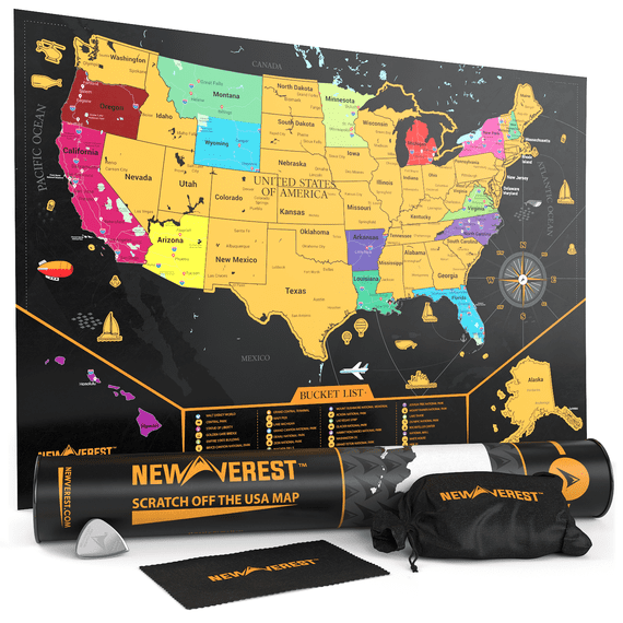 Newverest Scratch Off United States Map Detailed USA Scratch Map