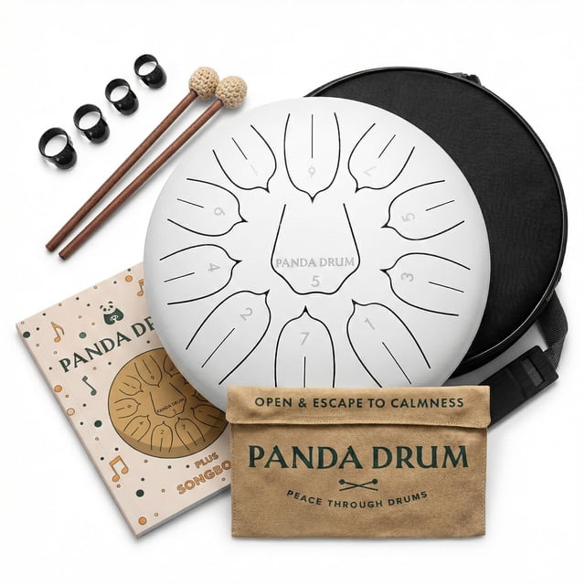 Tambor de lengüetas de acero PANDA DRUM Plus de 28 cm 432 Hz, set