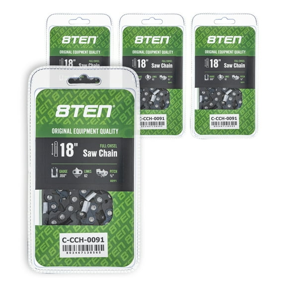 Full Chisel Chainsaw Chain 18 inch .050 3/8 62DL for Husqvarna Stihl Echo 4 Pack 810-CCC2213H