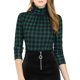 thumbnail image 1 of Camiseta de manga larga ajustada de rayas INSPIRE CHIC para mujer, cuello alto, casual, primavera, otoño, fiesta de Navidad 2026 2XL verde, 1 of 7