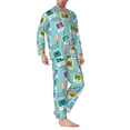 thumbnail image 2 of Naloa World Travel1 Men’s Pajamas Set - Long Sleeve Button Down Sleep Shirt and Pajama Bottoms Sleepwear Set-X-Large, 2 of 7