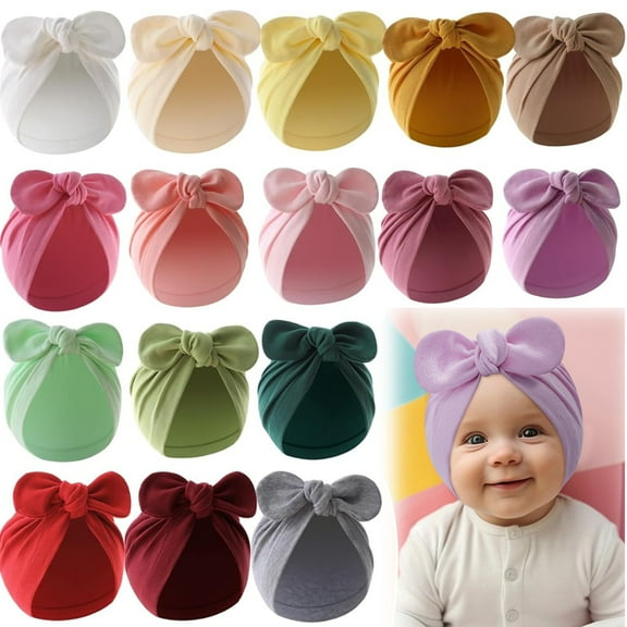 Dalrosia Newborn Baby Bowknot Turban Hat Infant Toddler Hospital Hat Cotton Head Wrap Beanie Cap