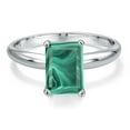thumbnail image 3 of Gem Stone King PLAT-900 Platinum Green Malachite Engagement Ring for Women | 3.50 Cttw | Emerald Cut 9X7MM | Gemstone Birthstone | Size 9, 3 of 6