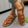 thumbnail image 6 of Women's Rome Gladiators Sandals Fisherman Strappy Sandals Two Ankle Buckle Flats Comfy Walking Travel Summer Shoes, 6 of 9