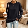 thumbnail image 2 of Trgacdwlo Oversized Crew Neck Sweatshirt Women Long Sleeve Pullover Solid Color Fall Winter Warm Fleece Sweatshirts for Women Black L, 2 of 7
