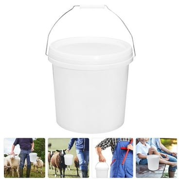 Omeite Plastic bucket, round bucket, small bucket, household thickened sealed bucket with lid (5L white screw cap (1 pack))