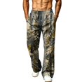 thumbnail image 2 of Dwelliawo Joggers for Men Open Bottom Autumn Camo Straight Leg Baggy Sweatpants Drawstring Cotton Yoga Sweat Pants Winter High Waisted Wide Leg Trousers Camel XL, 2 of 6