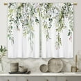 thumbnail image 5 of Eucalyptus Green Leaves Kitchen Curtains Botanical Floral Plant Small Short Cafe Window Curtains Flower Herb Rod Pocket Bathroom Window Drapes Treatment Tier Curtains 2 Panels (26x36 Inch), 5 of 6