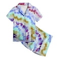 thumbnail image 2 of Gubotare Girl Pajamas Pajamas Set Printed Button Down Satin Short Sleeve Top and Shorts Set Sleepwear Loungewear (F,Size 12-13 Years), 2 of 5