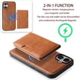 thumbnail image 6 of 2 In 1 Case for iPhone 16 with Kickstand, Detachable Magnetic PU Leather Wallet Case with Card Holder Slots Kickstand Protective Phone Cover Men Women for iPhone 16 - Brown, 6 of 6