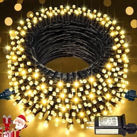 300 LED White Christmas Lights Outdoor, 100ft Connectable Christmas Tree Lights Indoor Green Wire, 8 Modes Waterproof Twinkle String Lights Plug in for Wedding Party Xmas Decorations