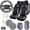 Grey, variant on 17 Pcs Car Seat Cover Full Set For Women Universal Fit Car Front Rear Fluffy Steering Wheel Fleece Handbrake Shift Covers Hanging Accessory Holder Ring Emblem(Rose Red Black),Car Seat Cover Full Set