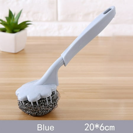 

Kitchen Long Handle Steel Wire Ball Dish Pot Scrubber Cleaner Pan Washing Brush