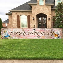 Cartoon Alice in Wonderland Birthday Yard Sign Banner Party Supplies Happy Birthday Party Decorations Backdrop 9.8 X 1.6 ft