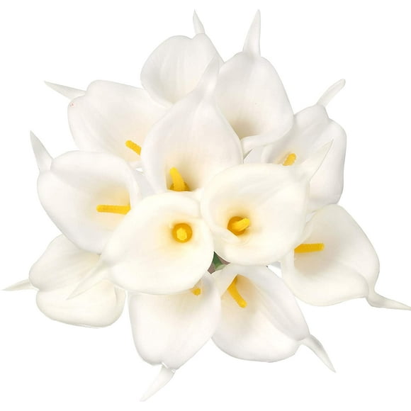 12 Pieces Artificial Calla Lily Artificial Flowers Bouquet White Artificial Calla Lilies with Stem for Party,Garden Decoration