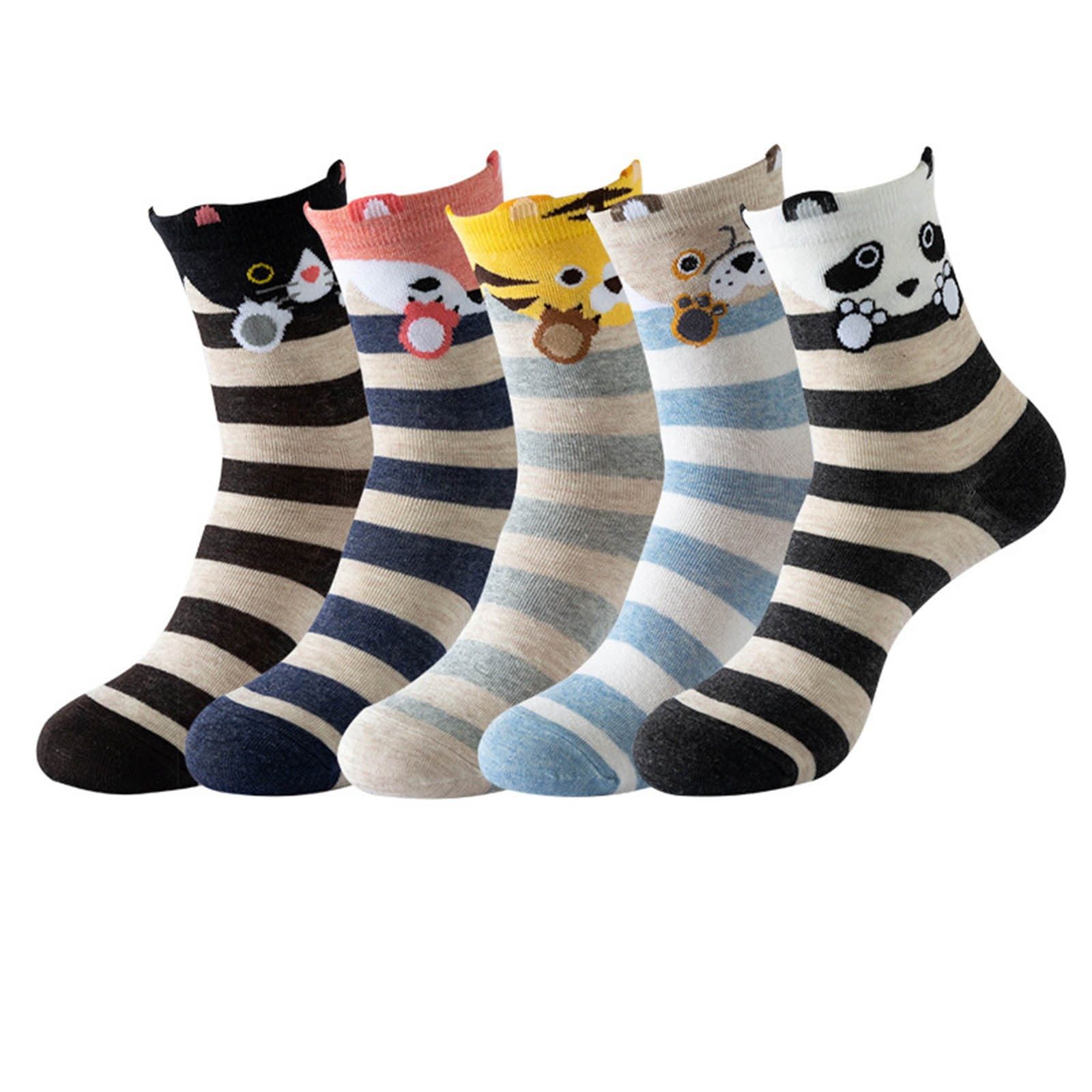 〖Yilirongyumm〗 Socks Womens Animal Themed Socks Five Pairs Set Cute ...