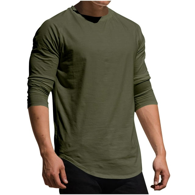 RXIRUCGD Haut Décontracté pour Hommes Col Rond en Tricot Faux Haut de Sport Décontracté Manches Longues Col Rond/chemise, Vert, Taille: 3TG
