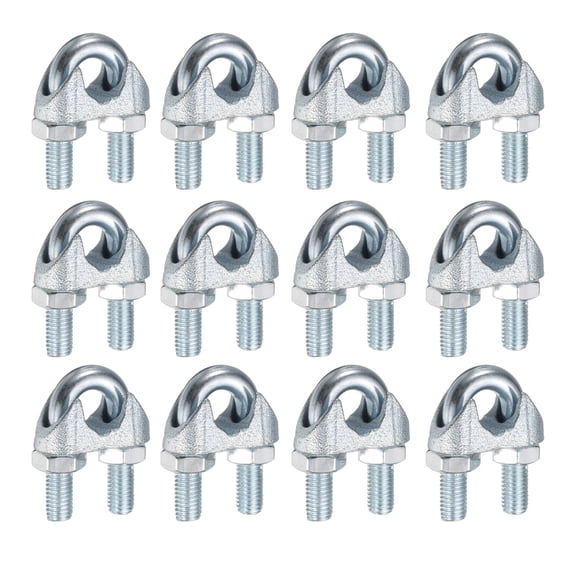 12 Pcs Abrazaderas de Clip de Cable de Acero M12, Abrazaderas de Cable U-Bolt de 3/8"