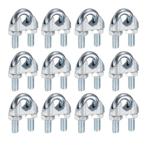 12 Pcs Abrazaderas de Clip de Cable de Acero M12, Abrazaderas de Cable U-Bolt de 3/8"