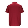 thumbnail image 5 of Muscularfit Casual Mens Oversized T Shirt Red Polyester Mock Neck Tshirt Plain Button-Up Short Sleeve Shirts,M, 5 of 6