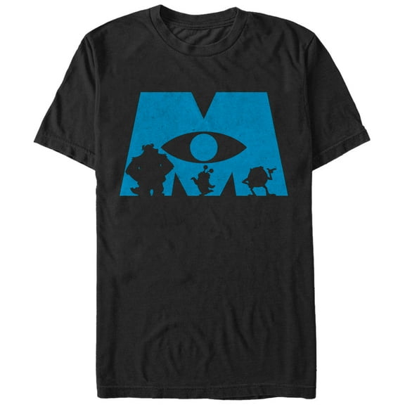 Men's Monsters Inc Logo Silhouette Graphic Tee Black Medium