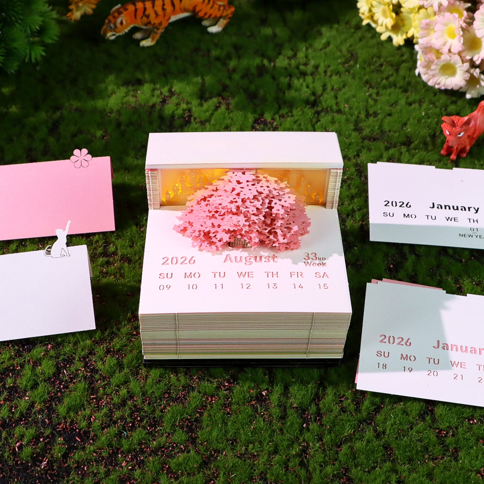 2026 Blossomy Treehouse Weekly Planner, Press Button Panes, Art Grade Paper with LED Note Panel