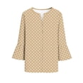 thumbnail image 6 of Uootdi Women's Blouses Polka Dot Print V Neck Flare Sleeve Solid Casual Tops Office Commute Style Lightweight Breathable Loose Fit Shirts Gift, 6 of 7