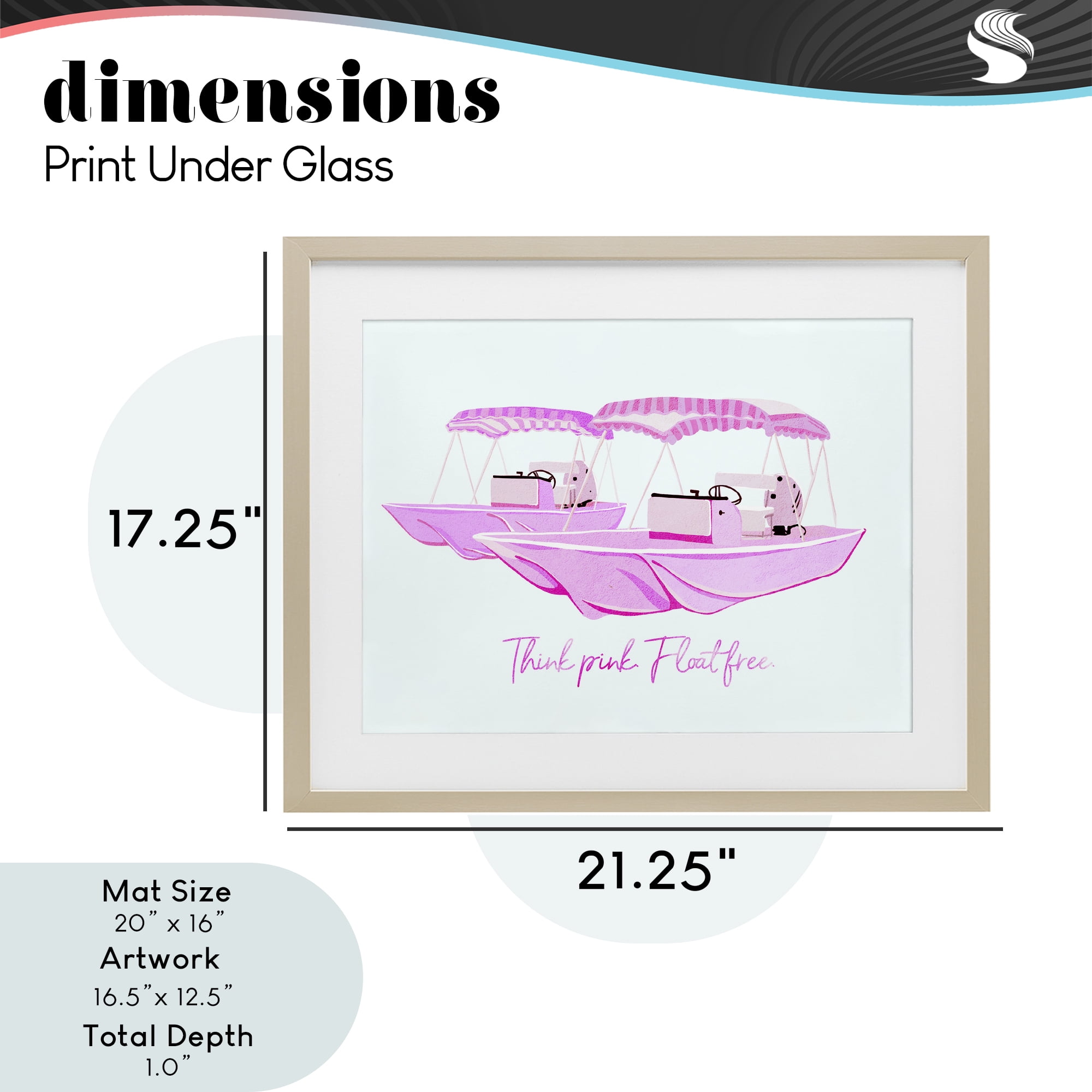 Think Pink Float Free Boats Birch Framed Print Under Glass, design by Ziwei Li