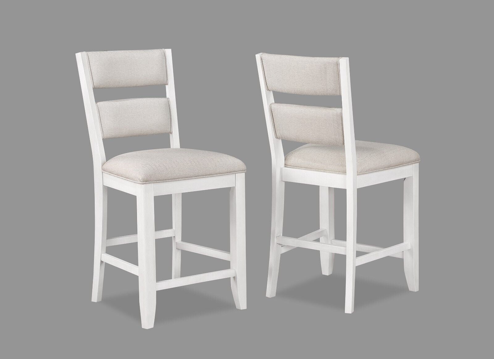 6pc Counter Height Dining Room Chairs Bar Stools White Finish Wooden