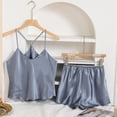 thumbnail image 4 of Dagugfen Womens Pajama Sets 2 Piece Low Cut Camisole Tank Tops and Drawstring Shorts Satin Comfy Sleepwear, 4 of 4