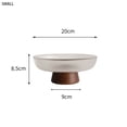 thumbnail image 2 of Frutero de cristal acanalado con base de madera. Plato decorativo moderno for servir en la mesa de la cocina o el comedor., 2 of 8