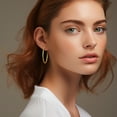 thumbnail image 6 of 14K Gold Hoop Earrings for Women Textured 40mm Large Gold Hoops with Engraved Braided Pattern, Lightweight Everyday Statement Gold Plated Jewelry, 6 of 6