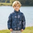 thumbnail image 2 of Ulitacool Coat For Boys Winter Zipper Jacket Long Sleeve Cartoon Prints Hooded Windproof Outwear Little Boys Retro Clothing Navy, 2 of 8