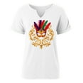 thumbnail image 5 of Craaazy Mardi Gras Shirts for Women Short Sleeve Casual Carnival Printed V-neck T-shirts Gifts, 5 of 6