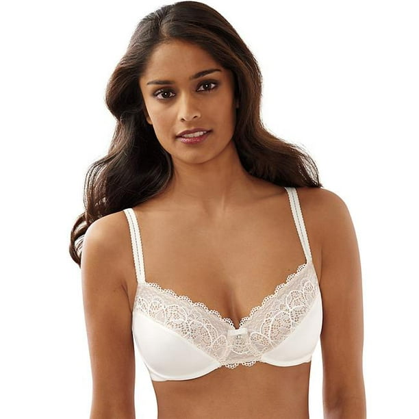 Bali Womens Lace Desire Back Smoothing Underwire Bra, 34DD, White