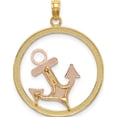 thumbnail image 4 of 14K Two-Tone With White Rhodium Anchor In Circle Charm (27.35 X 22.45) Made United States k9427, 4 of 5