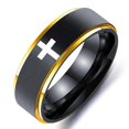 thumbnail image 1 of Anillo de cruz de acero inoxidable de 6 mm con oración cristiana de Jesucristo para hombres y mujeres, 1 of 4
