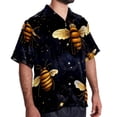 thumbnail image 2 of Starry Bees in the Sky Men's Short Sleeve Button Down Poplin Casual Beach Shirts, 2 of 6