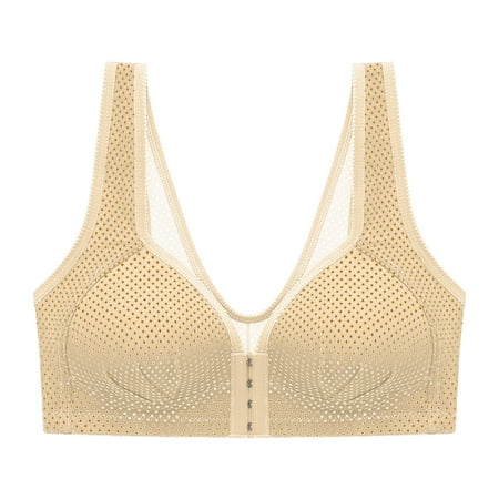 

Qcmgmg Plus Size Bra Push Up Women Bras Wireless Full Coverage T Shirt Bra Front Closure Women Bras Complexion 105