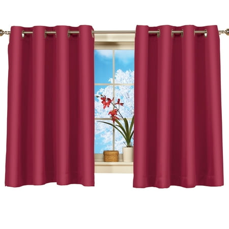 Grey And Ivory Curtains Short Blackout Window Curtain Panel, Energy-Efficient, Noise-Reducing and Light-Blocking Triple-Layer Technology, Grommet Top, 56