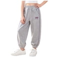 thumbnail image 3 of 7-8 Years Juniors Girl's Bowknot Baggy Sweatpants Lightweight Straight Leg Athletic Pants With Pockets Cargo Pants for Fall and Winter Grey Casual Pants, 3 of 9