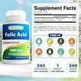 thumbnail image 3 of (2 pack) Best Naturals Folic Acid 1000 mcg Vitamin B9 Supplements, 240 Tablets, 3 of 8