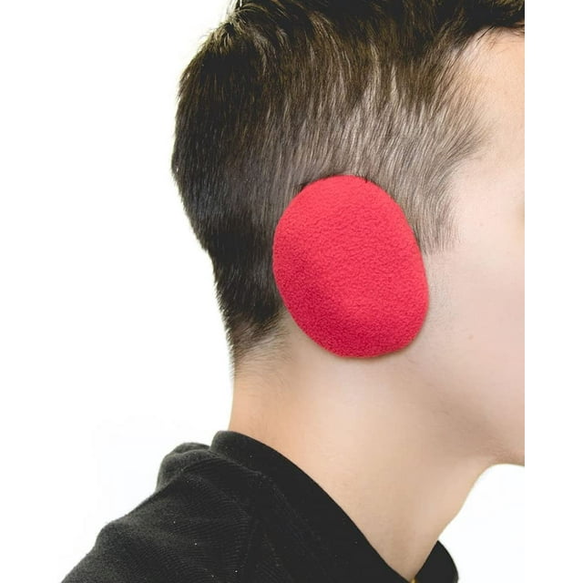 Bandless Ear Warmers/Fleece Earmuffs with - Red, Large
